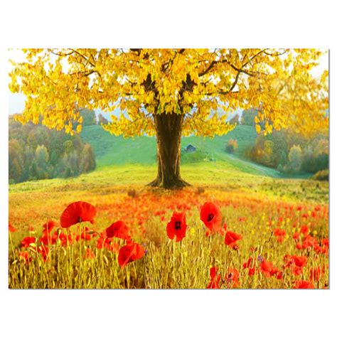 Designart Beautiful Autumn Yellow Tree Large Floral Canvas Art Print