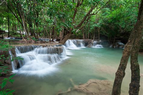 Deep Forest Waterfall At Huay Mae Kamin Waterfall National Park Stock