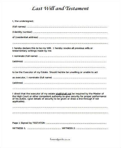 Last will and testament template. FREE 6+ Sample Last Will and Testament Forms in PDF | MS Word