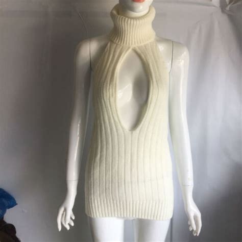 Sexy Lady Jumper Dress Short Hollow Out Backless Sweater Japanese