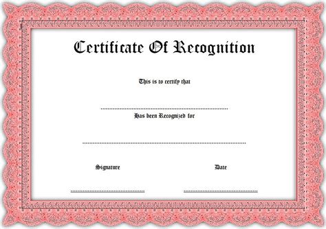 10 Downloadable Certificate Of Recognition Templates Free