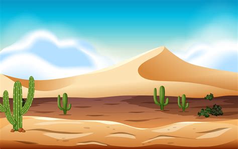 Desierto Con Dunas Y Cactus 293763 Vector En Vecteezy