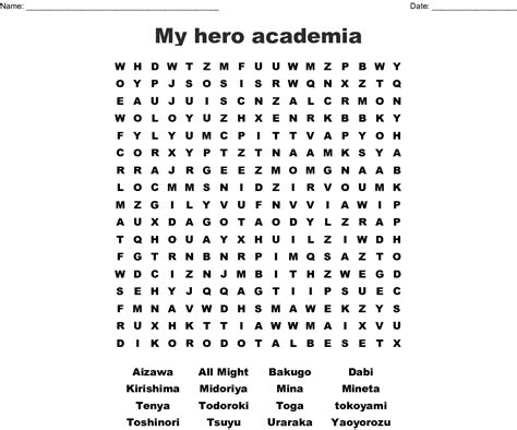 Puzzles game is one of the most popular logical reasoning games in the world. My hero academia Word Search - WordMint