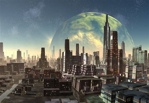 Future City By Another Planet Outside There Earth By Dangleberry
