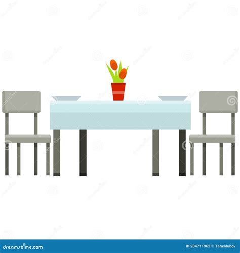 Table And Two Chairs Element Of Cafe And Restaurant Vase With Flower