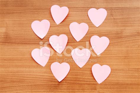 Heart Shaped Sticky Notes On The Background Stock Photo Royalty Free
