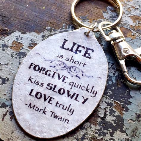 Mindfulness T Mark Twain Life Is Short Spoon Keychain Etsy Metal