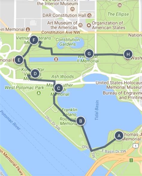 Walking Tour Map Of Washington Dc Monuments