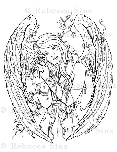 Beautiful Angel Coloring Page Adult Colouring Fairies Angels My XXX