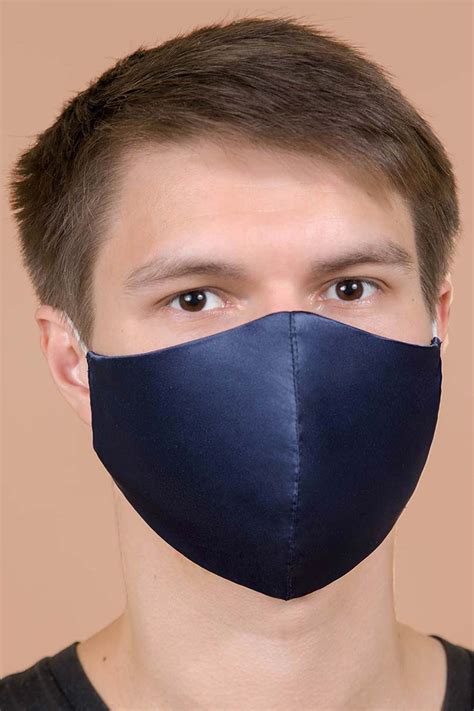 Silky Satin Face Mask Reusable And Washable 4 Layers Navy Identity