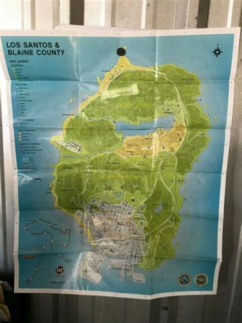 Grand Theft Auto V Los Santos Map Poster X Box 360 Game Insert Ebay