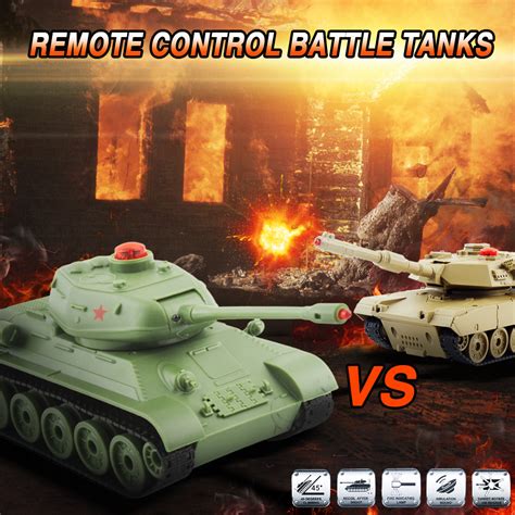 Remote Control Battle Tanks Military Infrared Turret Rotate Rc Toys Led