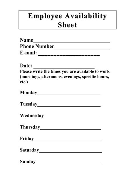 Availability Sheet Edit And Share Airslate Signnow