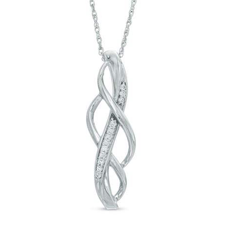 Diamond Accent Double Infinity Pendant In Sterling Silver Diamond
