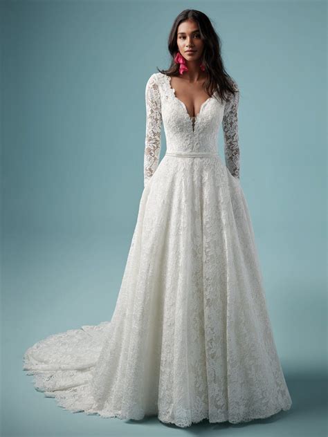 Long Sleeve Ball Gown Wedding Dress By Maggie Sottero Style Terry