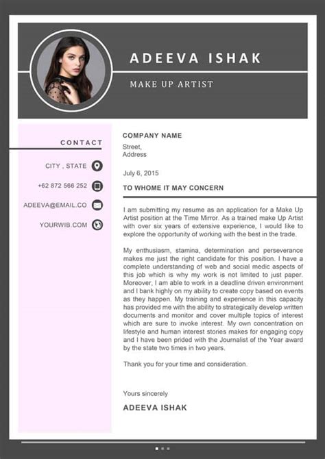 Artist Cover Letter Downloadable Cover Letter Template