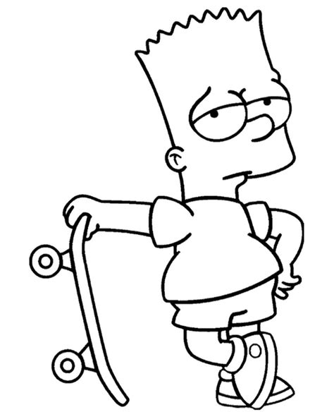 Cool Bart Simpson With A Skateboard Coloring Page Free Download