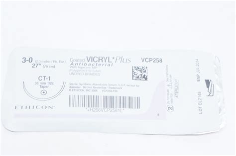 Ethicon Vcp258 3 0 Vicryl Plus Ct 1 36mm 12c Taper 27inch X