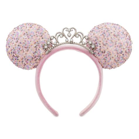Disney Minnie Ear Headband Sequined Princess With Tiara