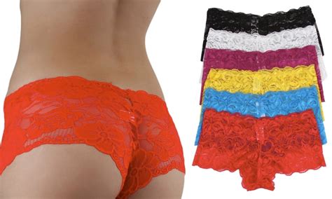 6 pack of women s lace cheeky hipster panties groupon