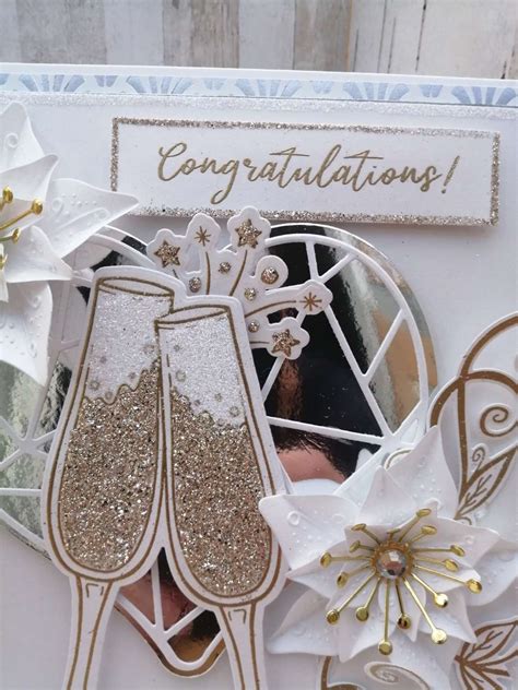 Luxury Handmade Card White Gold And Silver Congratulations Double
