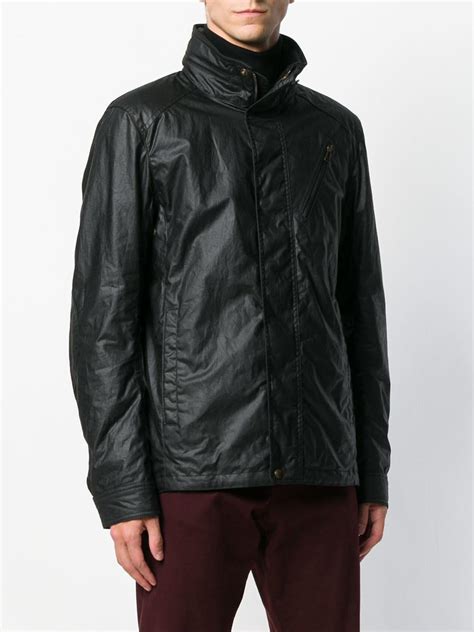 Belstaff Cotton High Neck Jacket in Black for Men - Lyst