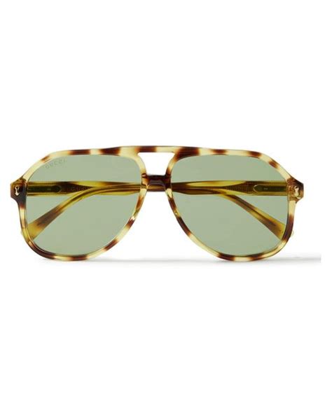 Gucci Aviator Style Tortoiseshell Acetate Sunglasses In Brown Green