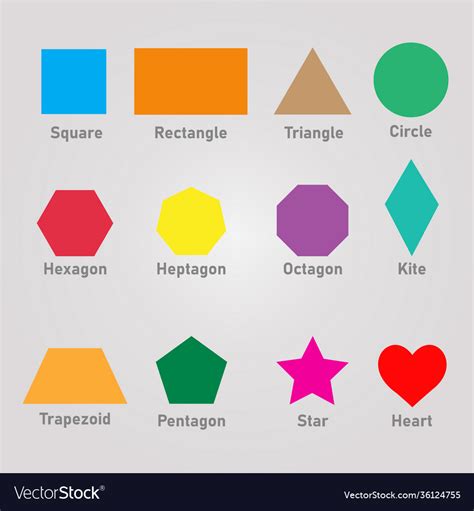 Colorful 2d Shapes With Names Royalty Free Vector Image
