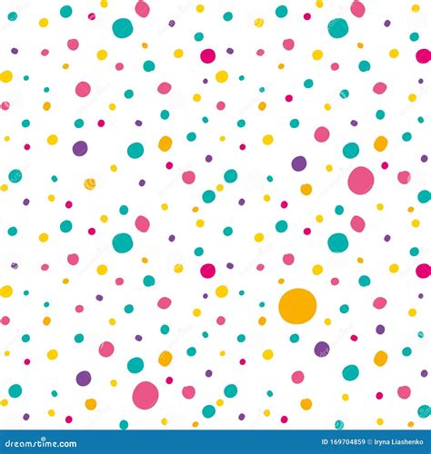 Bright Multi Colored Polka Dot Pattern Vector Seamless Background Stock Illustration