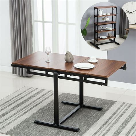 Folding shelf bracket wall mounted table metal support folding triangle holder. 2in1 Folding Wooden Dining Table 5-Tier Bookcase Shelf ...