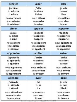 Verbes En Er Au Present De Lindicatif Conjugaison French Images