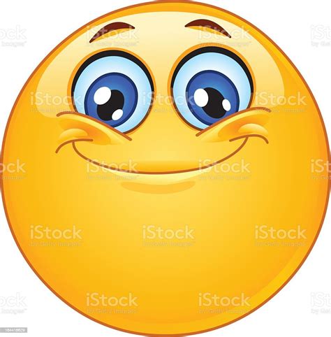 Smiley Face Emoticon With Big Blue Eyes Wide Open Stock Vector Art
