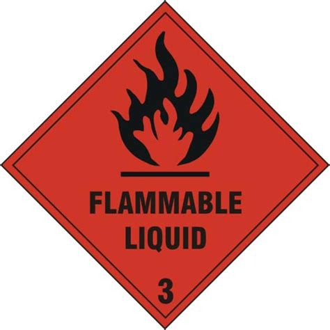Flammable Liquid Class 3 Self Adhesive Vinyl 100 X 100mm Sign