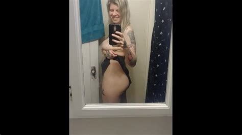 Cute Topless Tattooed Blonde Rips Fart In Mirror