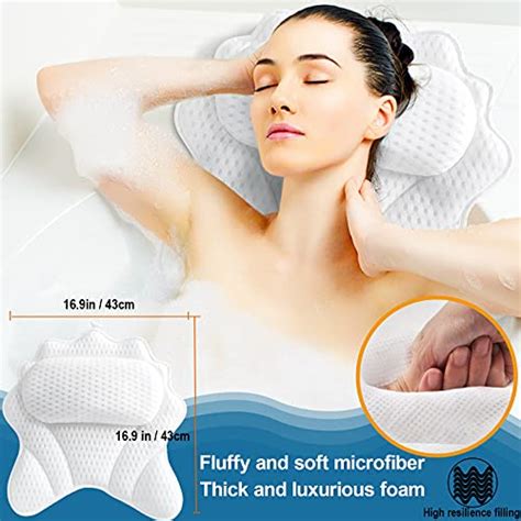 Bath Pillow Bathtub Pillows For Tub Ergonomic Bathtub Spa Pillow With D Air Mesh Technology And