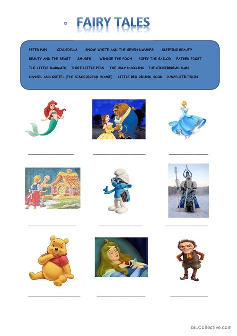 Fairy Tales Names Matching Piction English Esl Worksheets Pdf And Doc