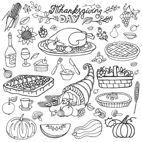 Alimentos Para Acción De Gracias Para Colorear Imprimir E Dibujar