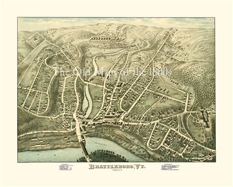 Full Color Fine Art Map Of Brattleboro Vermont In 1876