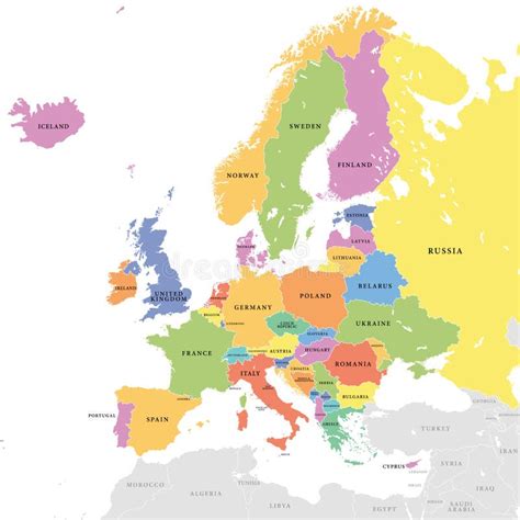 Vector Colored European Map Stock Vector Illustration Of Political