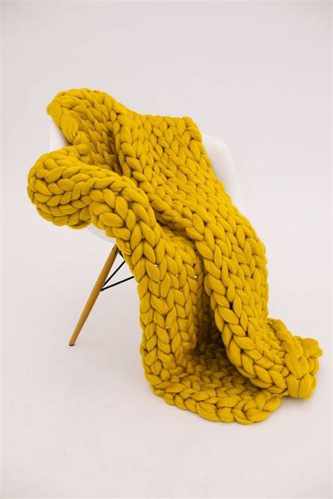 Mustard Merino Wool Throw Knitted Throws Mustard Bedding Merino
