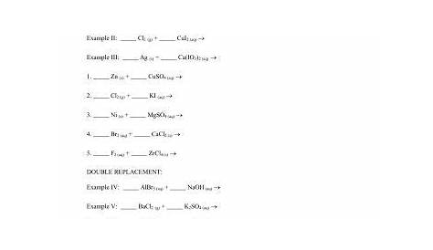 worksheet 4 single replacement reactions