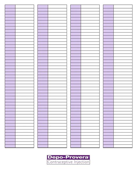 Depo Provera Printable Injection Calendar Best Calendar Example