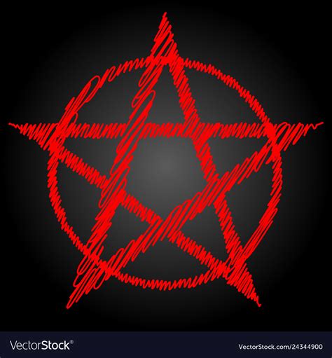 Pentagram Blood Red Runic Spell Circle Satanic Vector Image