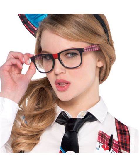 Ladies Geek Nerd School Girl Glasses Ladies Womens Fancy Dress Ebay