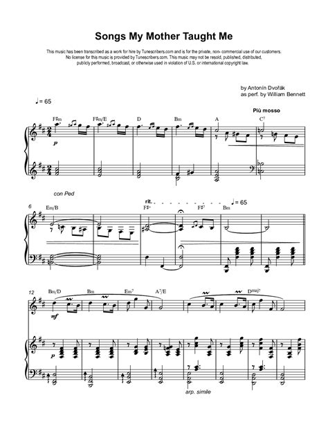 Tunescribers Songs My Mother Taught Me Sheet Music