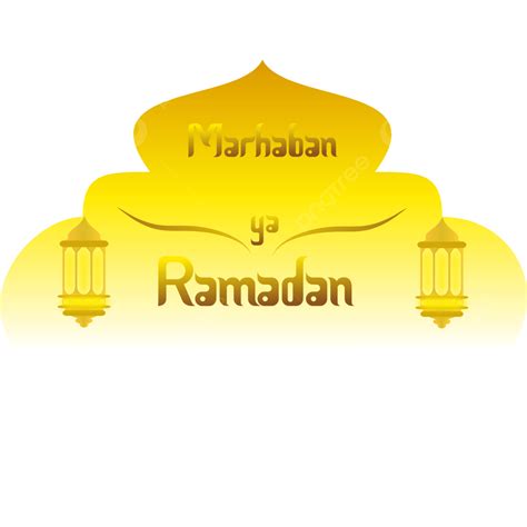 Gambar Golden Marhaban Ya Ramadan Dengan Lentera Gantung Salam Islami