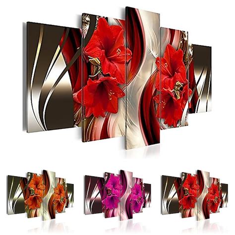 5 Panel Wall Art Canvas Prints Painting Artwork Picture Flower Home Decoration Décor Rolled