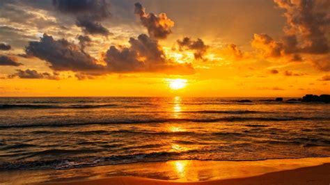 Golden Sunset Over The Indian Ocean In Sri Lanka Wallpaper Backiee