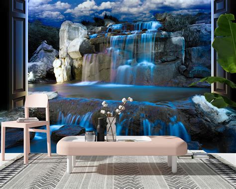 3d Door Way To Fantasy Waterfall Living Room Wall Murals Wallpaper