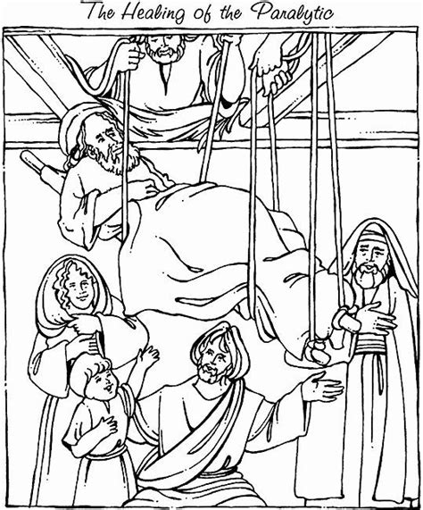 We will be reminded how important it is for us to bring our friends to jesus. Paralyzed Man Lowered Through Roof Coloring Page Beautiful ...